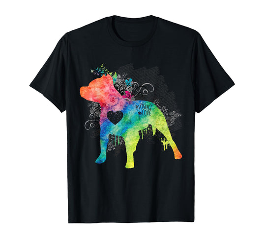 Pitbull Love Watercolor Zen T-Shirt - Pit bull Tee Shirt T-Shirt