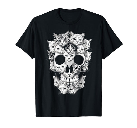 Cat Skull Kitty Cute Goth Halloween Costume Cat Lover T-Shirt