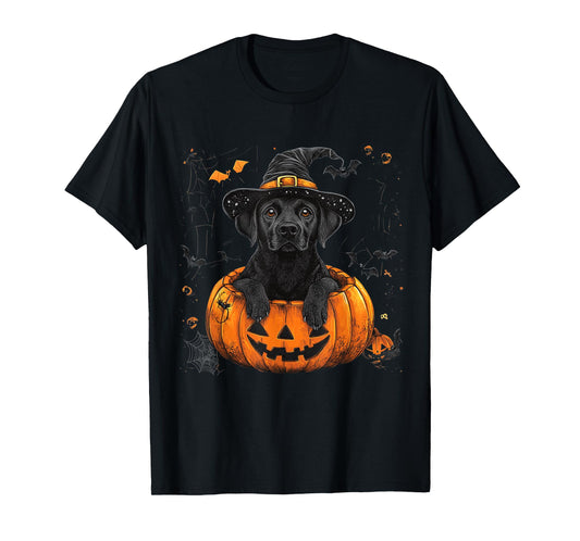 Black Lab Labrador Pumpkin Halloween Thanksgiving Men Women T-Shirt