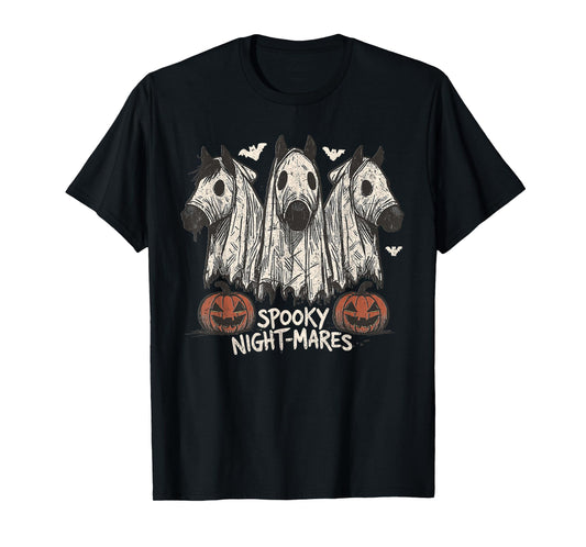 Spooky Night-Mares Halloween Horse Ghost Funny Spooky Season T-Shirt