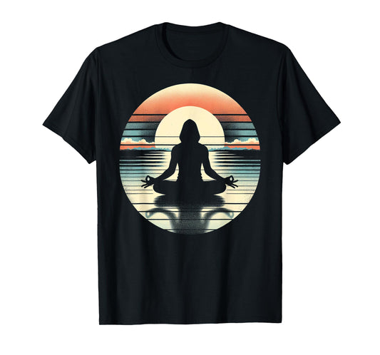 Tranquil Sunrise Yoga Pose Silhouette T-Shirt
