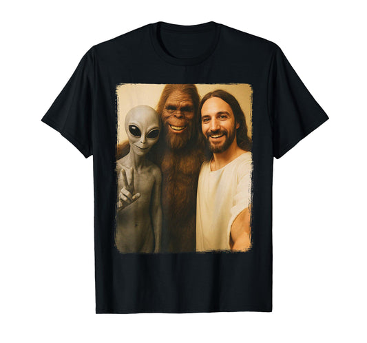 Alien Jesus Bigfoot T-Shirt