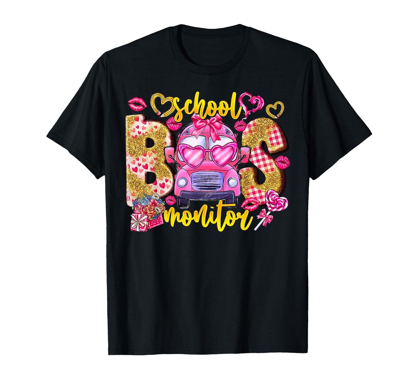 Coquette School Bus Monitor Bus Driver Valentines Student T-Shirt