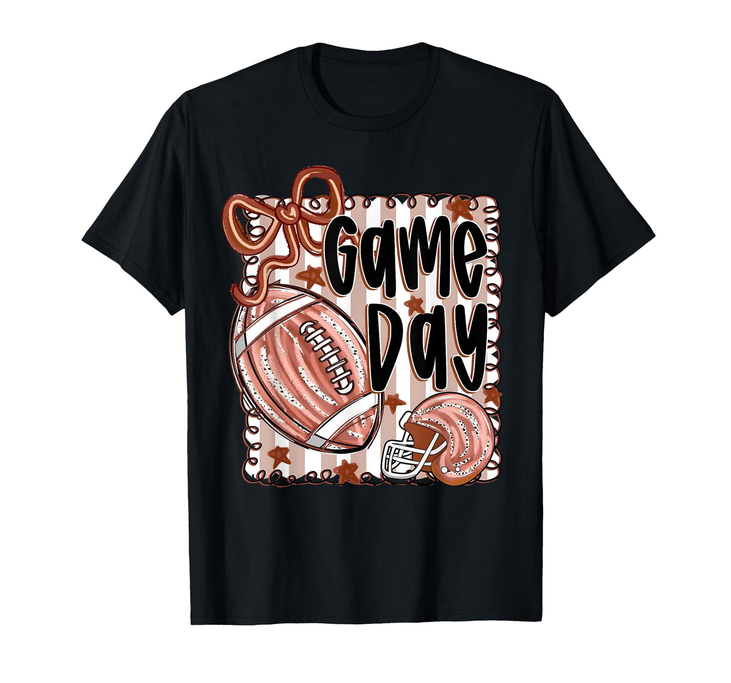 Game Day Coquette Bow Helmet American Football Thanksgiving T-Shirt