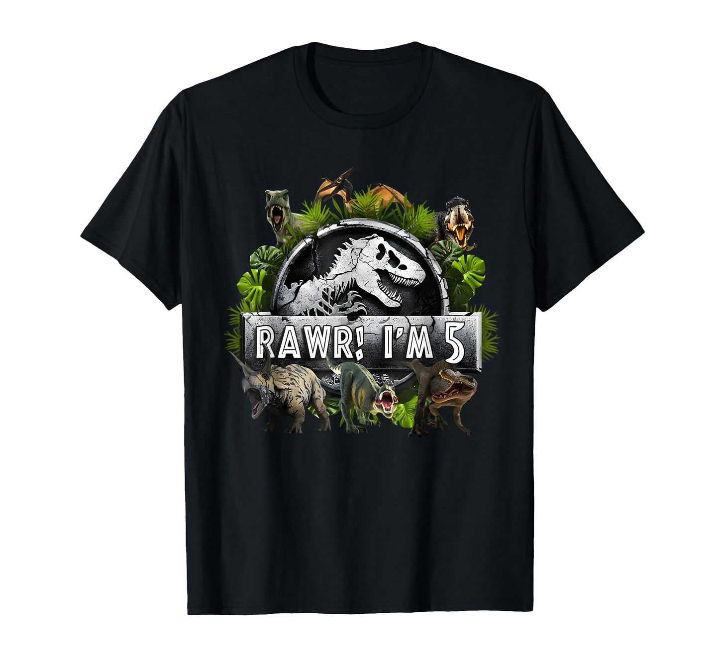 Rawr I'm 5 5th Birthday T Rex Dinosaur Funny Party Boys Kids T-Shirt