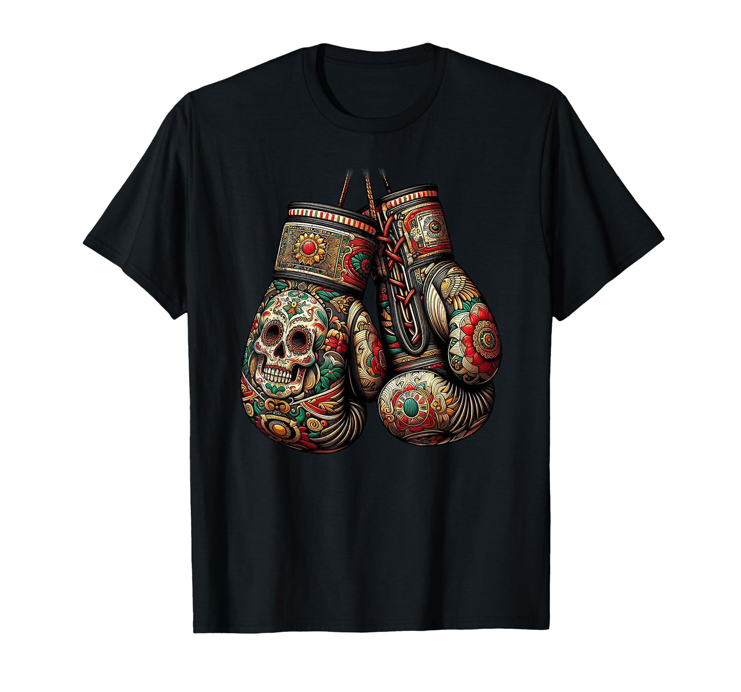 Mexican Vintage Style Boxing Gloves Aztec Mayan Fighter T-Shirt