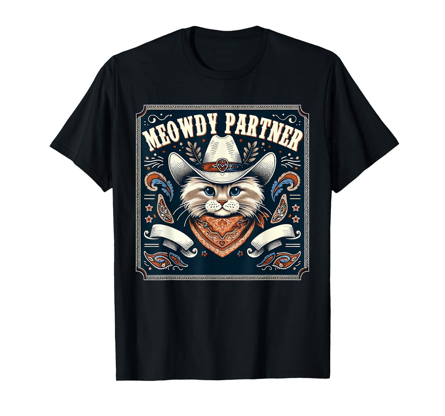 Cat Cowboy Funny Mashup Meowdy Partner Poster Western T-Shirt