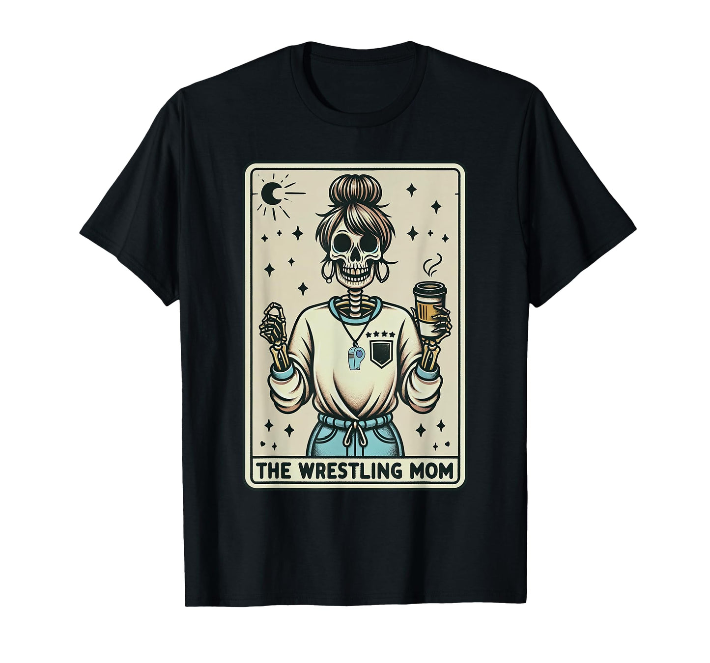 Wrestling Mom Skeleton Tarot Card Wrestling Mama Mothers Day T-Shirt