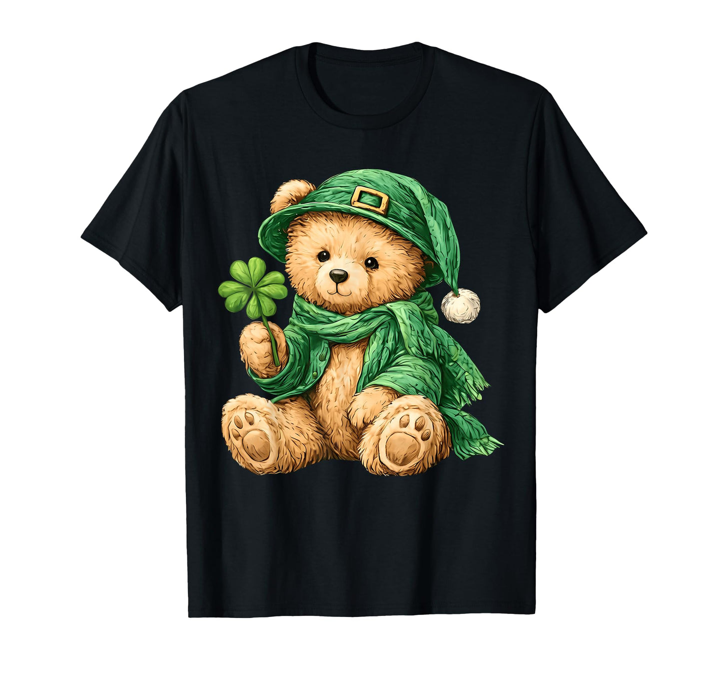 Lucky Bear St Patrick's Day Irish Shamrock Clover Bear Meme T-Shirt