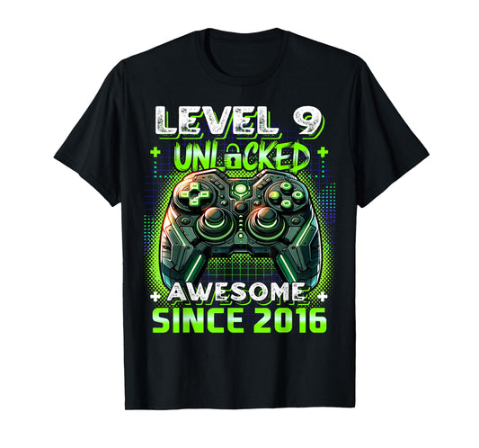 9th Birthday Boy Level 9 Gamer 9 Year Video Game Party T-Shirt