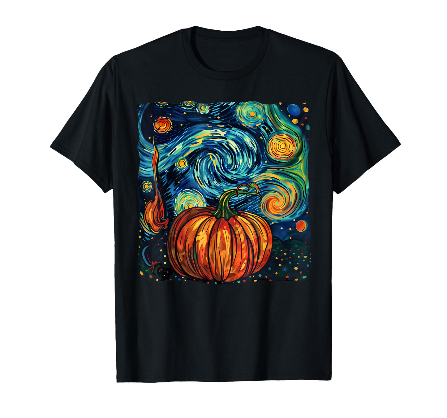 Pumpkin Halloween Starry Night Van Gogh Thanksgiving Fall T-Shirt