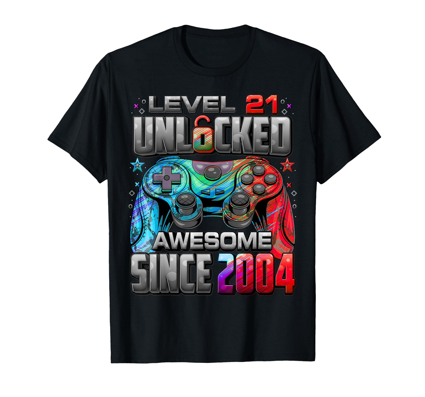 Level 21 Unlocked Awesome Since 2004 21st Birthday Gaming T-Shirt
