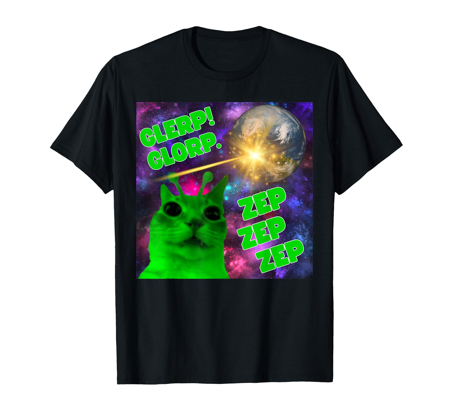 Glerp Glorp Zep Zep Cat Silly Alien Meme Cat Meme Brainrot T-Shirt for Men Women Kids