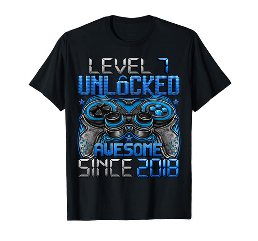 Level 7 Unlocked 7 Year Old Gifts For Boys 7th Birthday Boy T-Shirt