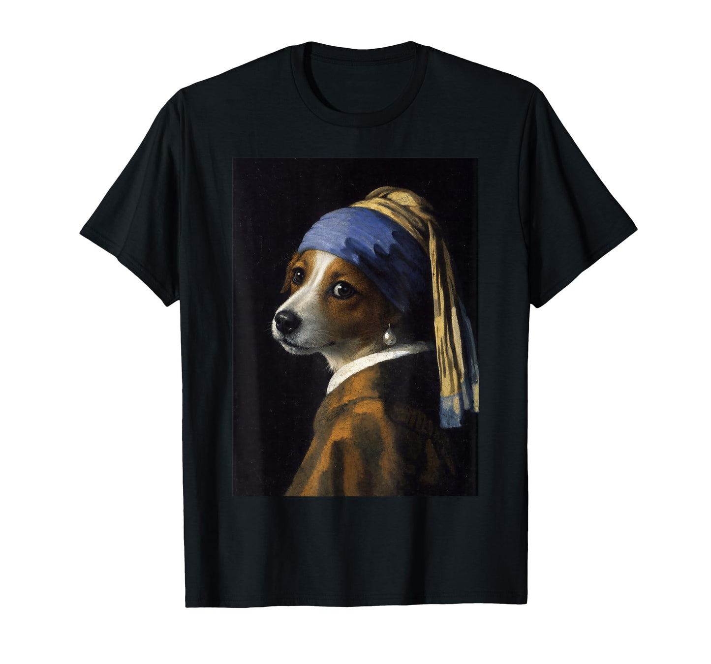 Girl with a Pearl Earring Russell Terrier Funny Dog Meme T-Shirt
