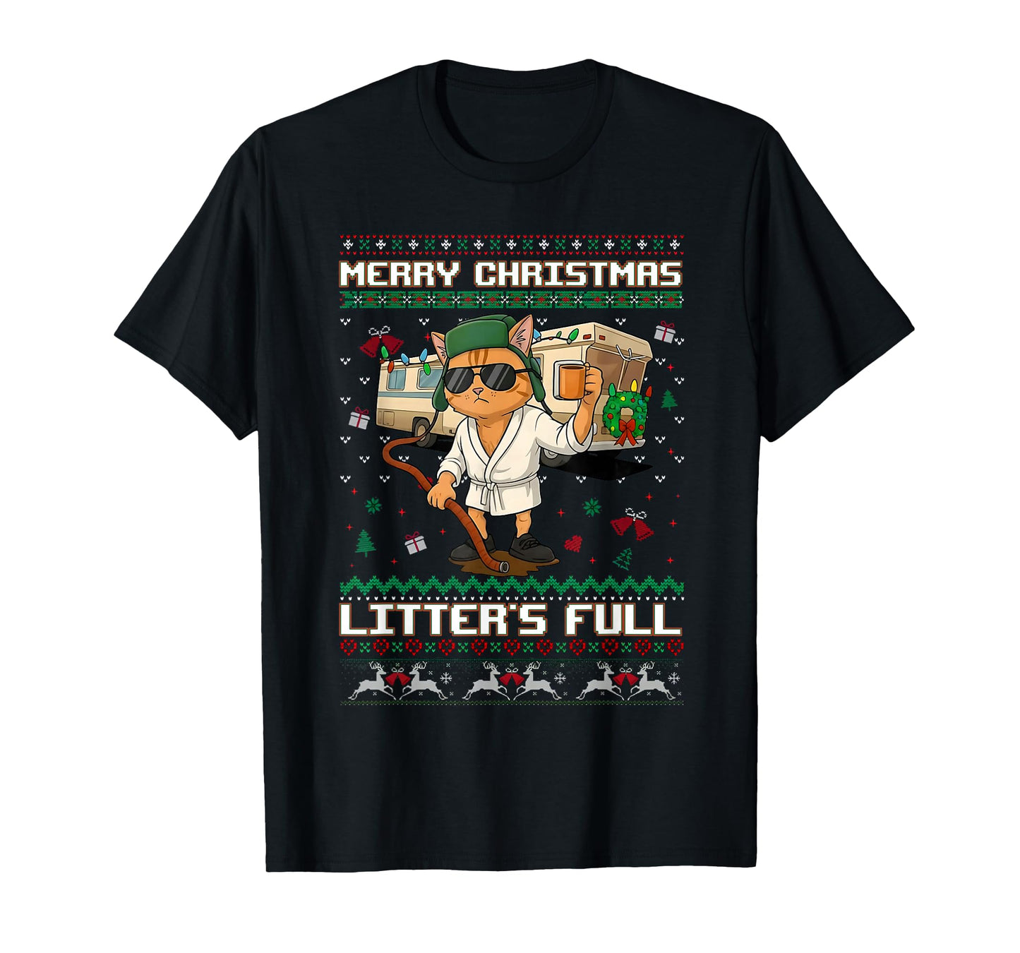 Merry Christmas Litter's Full Funny Cat Ugly Xmas T-Shirt