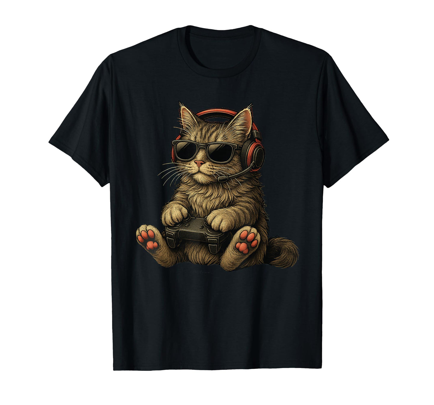 Kitten Cat Playing Video Games Vintage Funny Cat Gaming T-Shirt