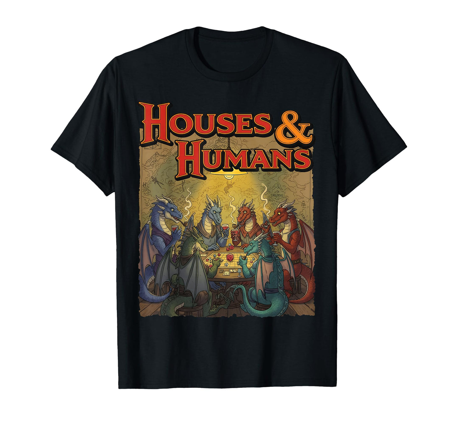 Gaming Houses Humans Funny Rpg Parody Gamer Men Boys Kids T-Shirt
