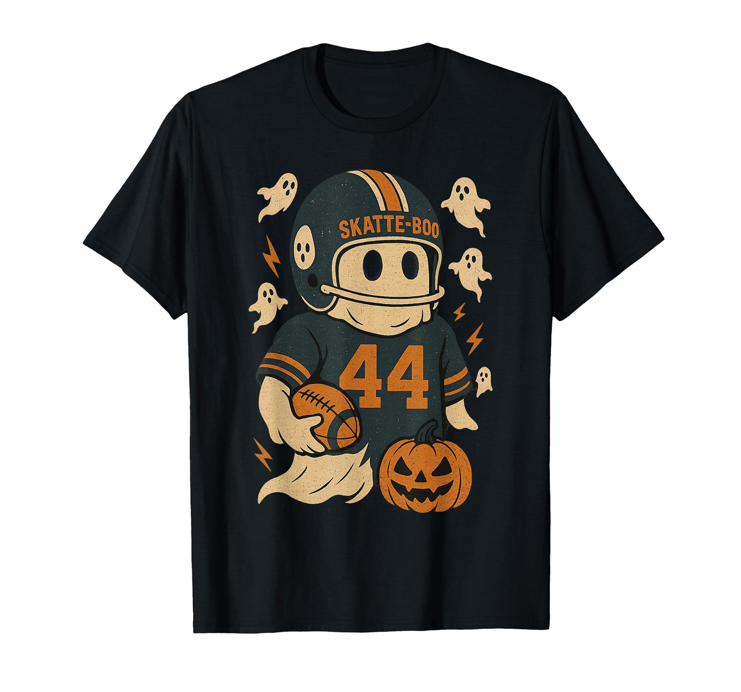 Vintage Skatte-Boo Ghost Football Lover Halloween T-Shirt