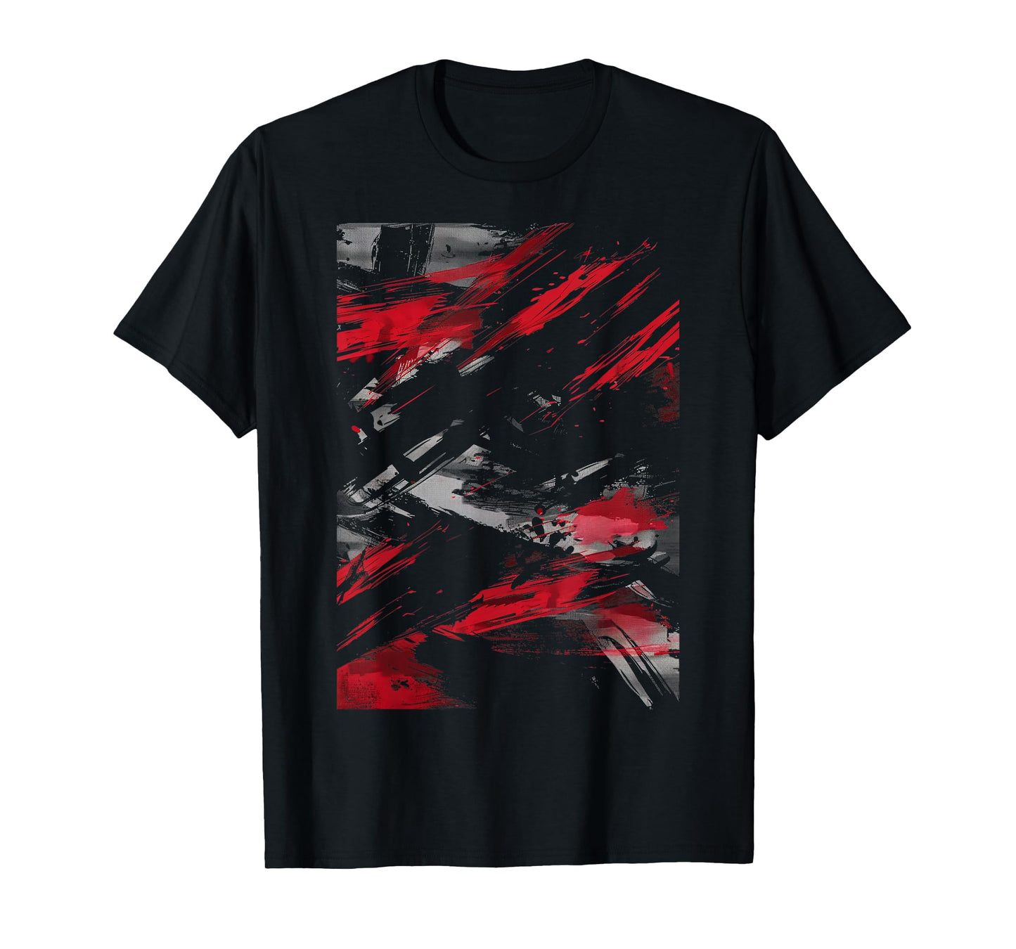 Red And Black Dynamic Splatter Graphic T-Shirt