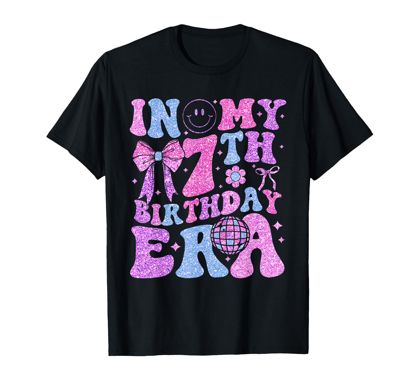 In My 7th Birthday Era Girl 7 Year Old Coquette Bow T-Shirt