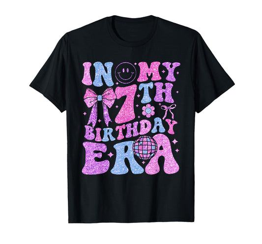 In My 7th Birthday Era Girl 7 Year Old Coquette Bow T-Shirt