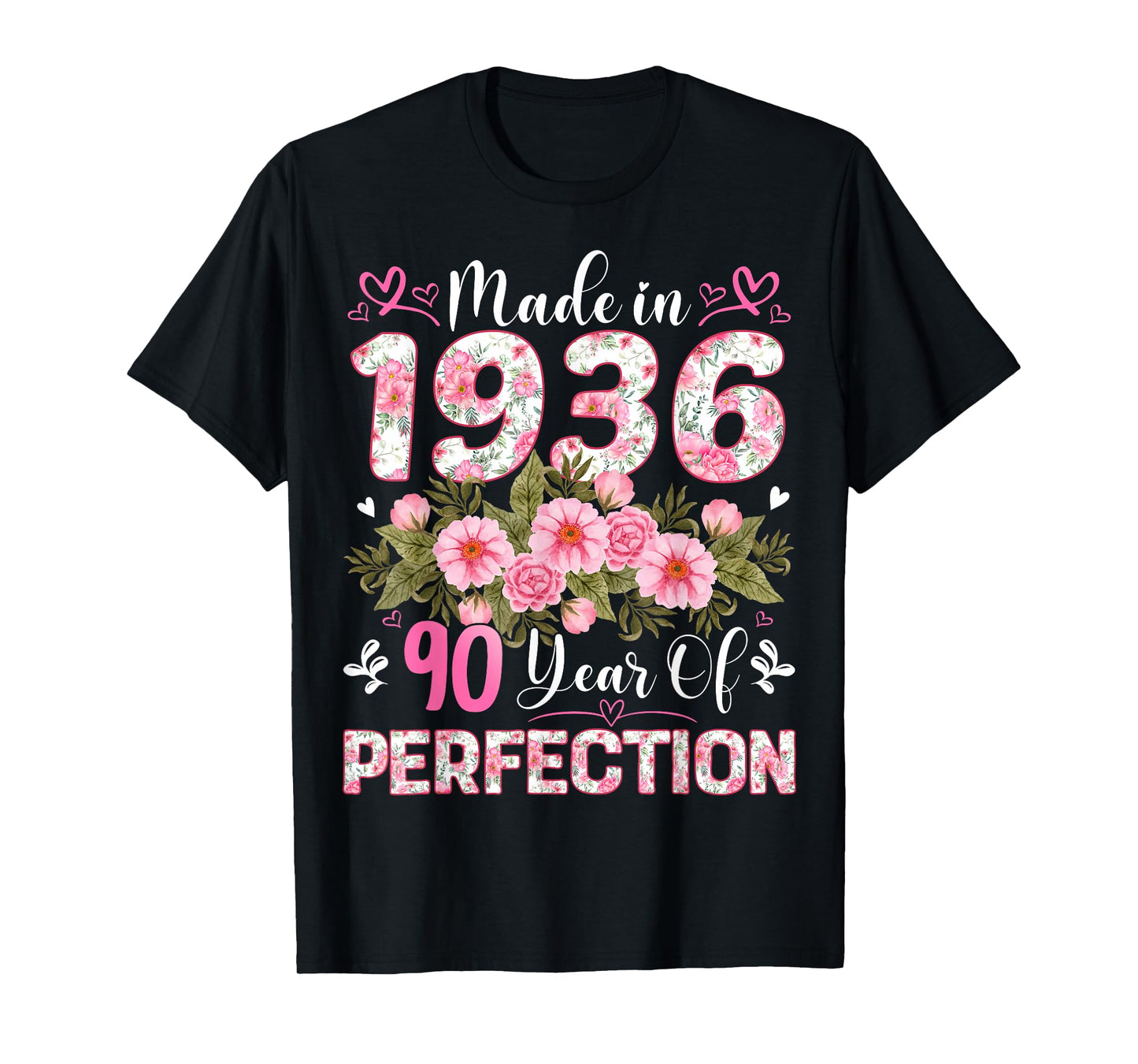 90 Year Old Made in 1936 Floral 90th Birthday Women T-Shirt