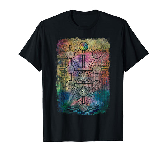 Tree Of Life Sacred Geometry Retro Vintage Graphic Print T-Shirt