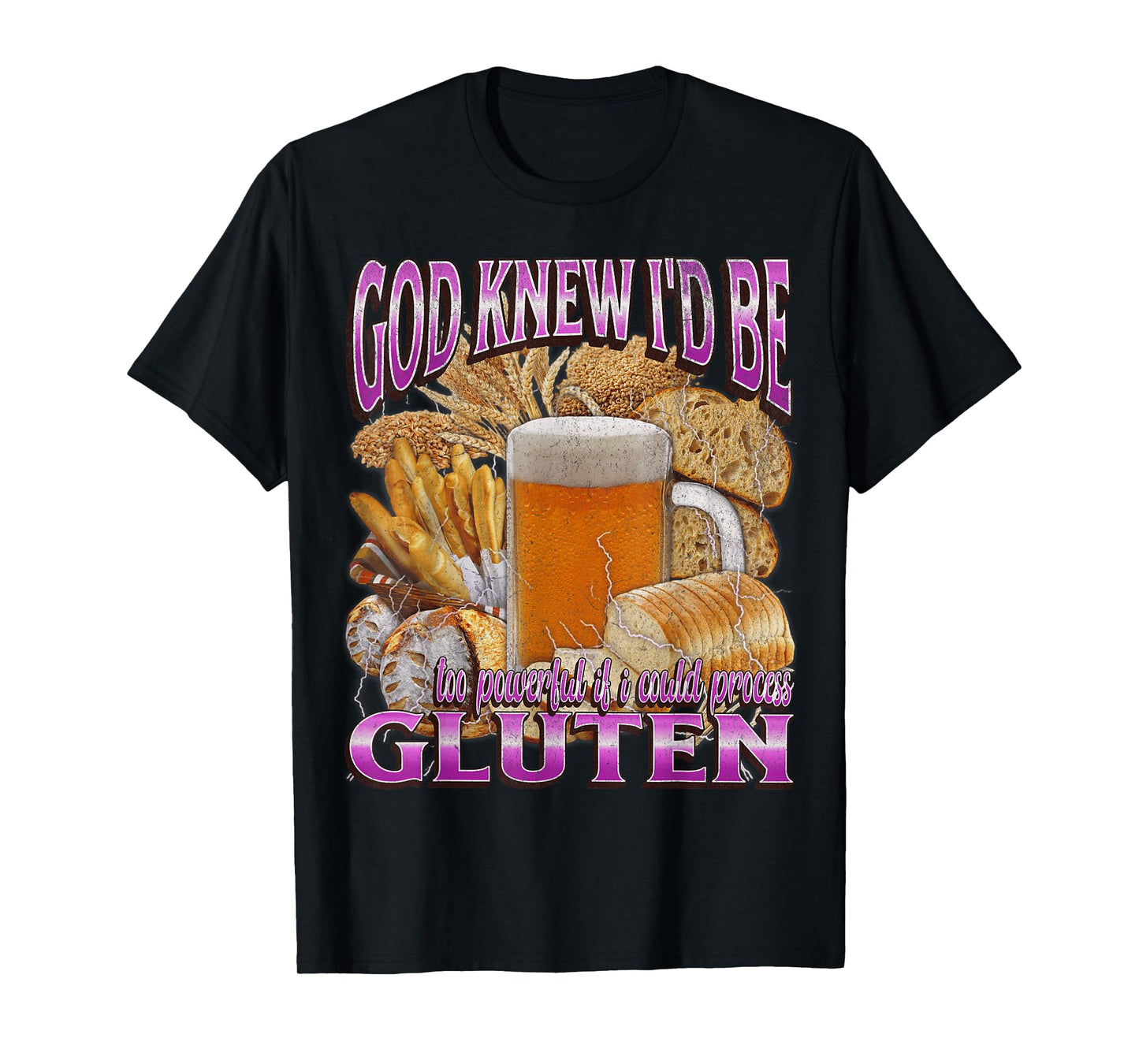 Gluten Intolerant Funny Celiac Disease Meme Bootleg Graphic T-Shirt