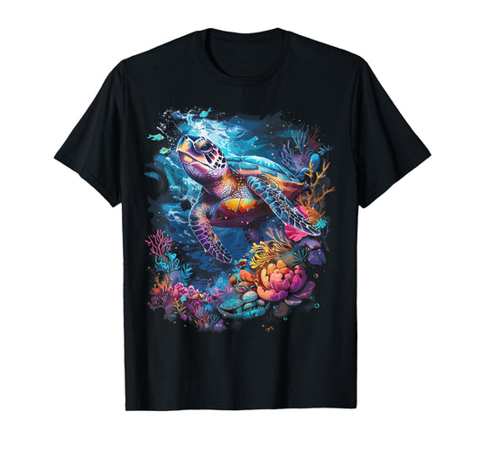 Sea Turtle Beach Lover Ocean Animal Graphic Novelty Womens T-Shirt