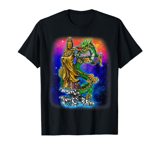 Guan Yin Guanyin Chinese Buddha Goddess Dragon T-Shirt